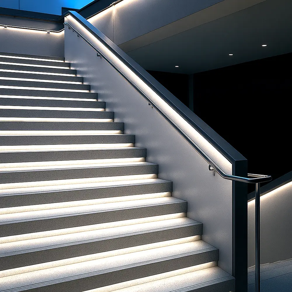 Nowoczesne schody z podświetleniem LED